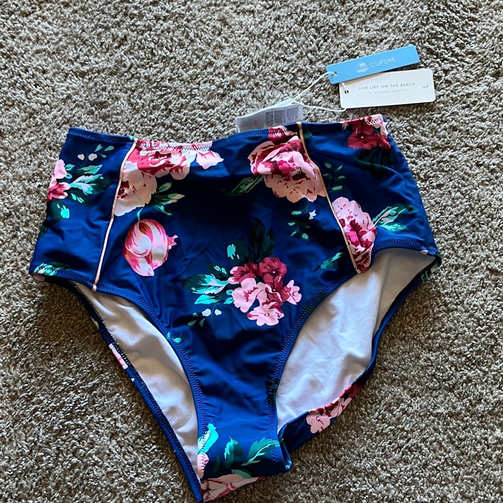 Cupshe Blue Floral Bikini Bottoms